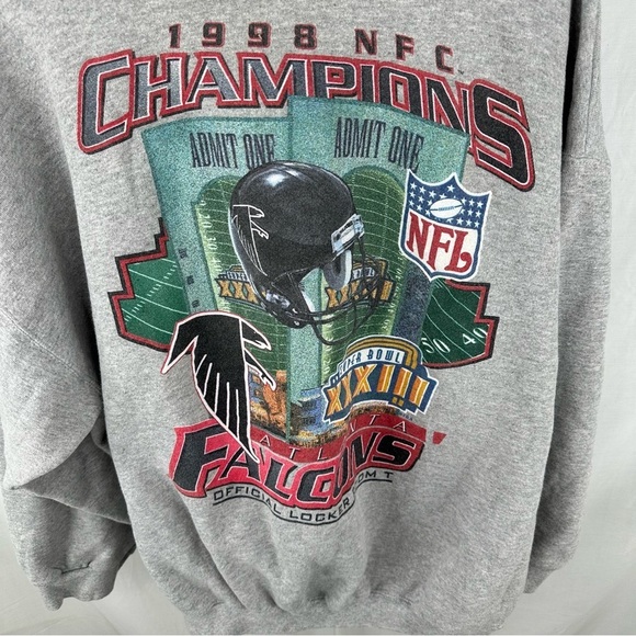 Vintage Starter Gray 1998s Atlanta Falcons NFL Football Sweatshirt - Size 2XL - Picture 4 of 8